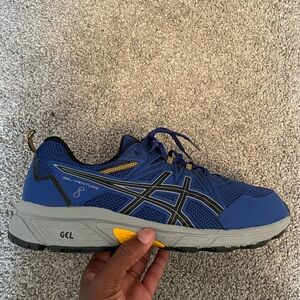Asics Blue and Yellow Athletic Shoes with GEL Technology